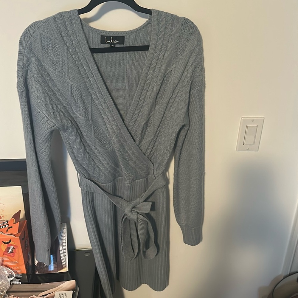 Lulus blue sweater dress v neck size M
